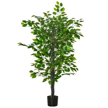 Planta Ficus Artificial De Peva Pe Cemento Ø15x135cm-homcom.verde