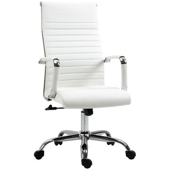 Silla De Oficina De Espuma Nylon Acero Pu Vinsetto 54x62x114cm-blanco