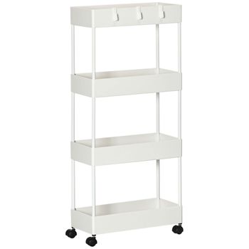 Carrito Auxiliar De Acero Abs Homcom 40x19x90 Cm Blanco