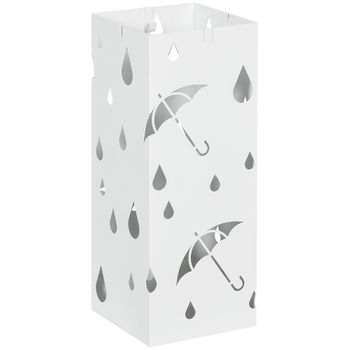 Paragüero De Acero Galvanizado Homcom 15,5x15,5x41 Cm Blanco