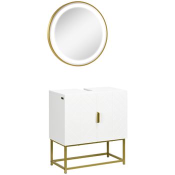 Conjunto 1 Mueble Para Debajo Del Lavabo+1 Espejo De Baño-kleankin