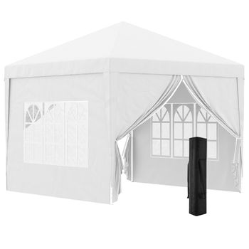 Carpa Plegable Outsunny De Tela Oxford Acero 295x295x258 Cm Blanco