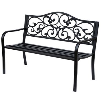 Banco De Jardín Carga 240 Kg Outsunny Acero 127x60x89 Cm Negro