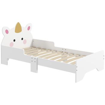 Cama Para Niños 3-6 Años En Forma De Unicornio Blanco Zonekiz