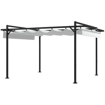 Pérgola De Poliéster Aluminio Acero 297x397x235 Cm-outsunny. Blanco