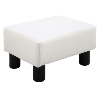 Reposapiés Otomano De Piel Sintética Homcom 40x30x24 Cm Blanco