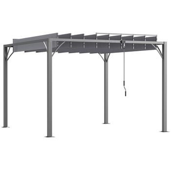 Pérgola De Aluminio Acero Poliéster 290x295x213 Cm-outsunny. Gris