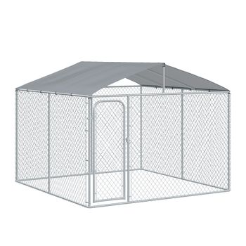 Perrera De Exterior De Acero 300x300x234 Cm-pawhut. Plata