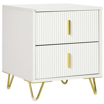 Mesita De Noche De Melamina De Madera Homcom 40x40x47 Cm Blanco