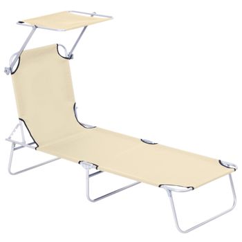 Tumbona Plegable De Oxford Metal 187x58x36cm-outsunny. Beige