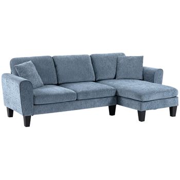 Sofá Chaise Lounge De Poliéster Homcom 230x138x87 Cm Azul Oscuro