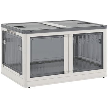 Caja De Almacenamiento Apilable De Plástico Homcom 60x42x34cm Blanco