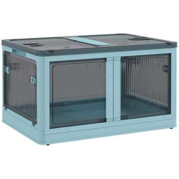 Caja De Almacenamiento Apilable De Plástico Homcom 60x42x34cm Azul