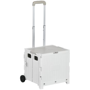 Carrito De La Compra De Pp Aluminio Homcom 41,5x32,5x85 Cm Blanco