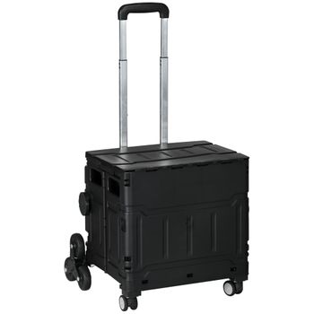 Carrito De La Compra De Pp Aluminio Homcom 48x43x95 Cm Negro