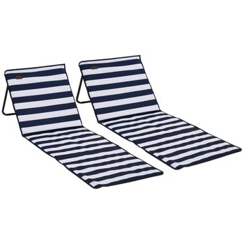 Esterillas De Tela Oxford Acero 142x51x40 Cm-outsunny. Blanco Y Azul