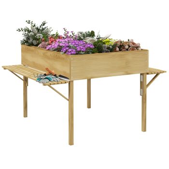 Mesa De Cultivo De Madera De Abeto 122x91,5x89 Cm-outsunny. Natural