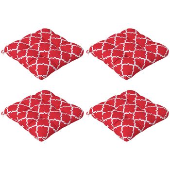 4 Cojines Para Sillas De Tela De Hilo Teñido 48x48x7 Cm-outsunny.rojo