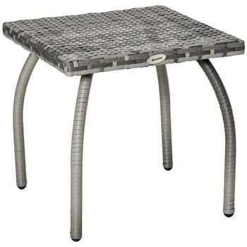 Mesa De Jardín De Pe Metal 45x45x44 Cm-outsunny. Gris