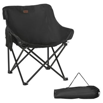 Silla De Camping De Acero Tela Oxford 61x54x66 Cm-outsunny. Negro