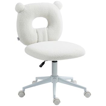 Silla De Escritorio De Poliéster Acero Homcom 50x56x80-90 Cm Blanco