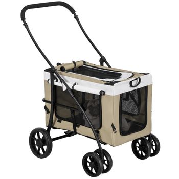 Carrito Para Perros De Tela Oxford Acero 81x58x97,5 Cm-pawhut. Caqui