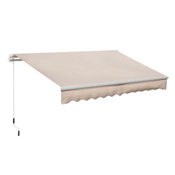 Toldo Manual Retráctil De Poliéster 295x200 Cm-outsunny. Beige