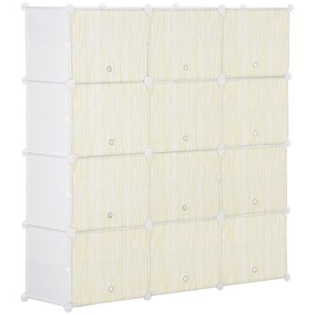 Armario Modular De Plástico Acero Homcom 125x32x125 Cm-blanco