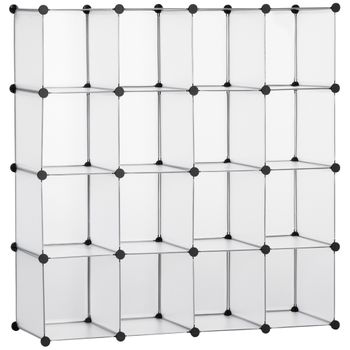 Armario Modular De Plástico Acero Homcom 125x32x125 Cm Transparente