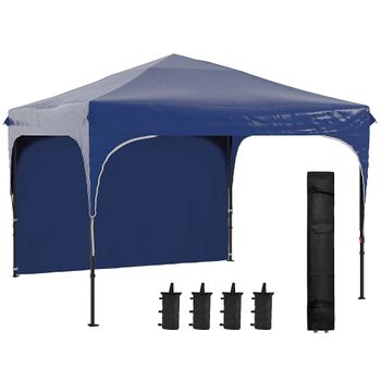 Carpa Plegable Outsunny De Tela Oxford Acero 300x300x265 Cm Azul