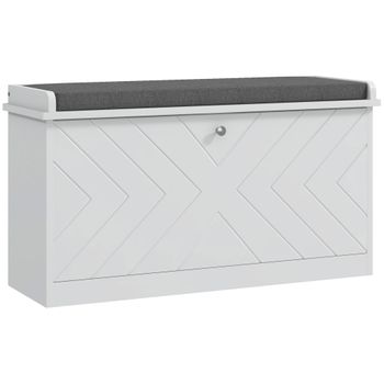 Banco Zapatero De Mdf Poliéster Homcom 80x26x44,5 Cm Blanco