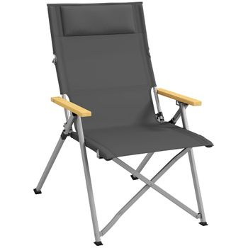 Silla De Camping Plegable Outsunny Tela Oxford 74x59,5x98 Cm Gris