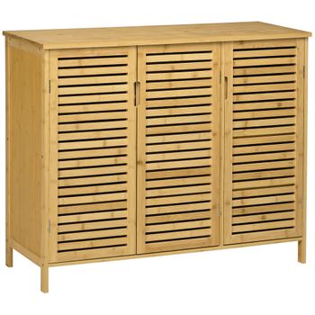 Mueble Zapatero De Bambú Homcom 100x35x80 Cm Natural