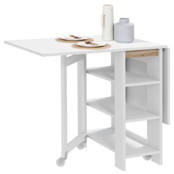 Mesa De Comedor Plegable De Melamina Homcom 120x60x75 Cm Blanco