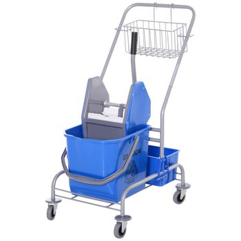 Carro De Limpieza Profesional Pp Y Metal Homcom 72x49,5x95 Cm Azul