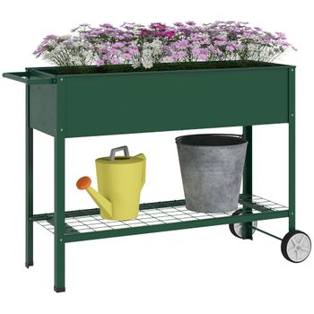 Mesa De Cultivo De Metal 109x44x80 Cm-outsunny. Verde