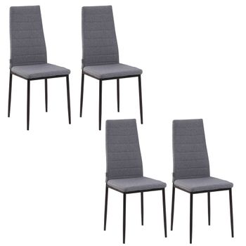 Set 4 Sillas De Comedor De Espuma Metal Lino Homcom 41x50x97cm-gris