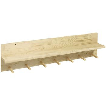 Estantería De Pared De Madera De Pino Homcom 80x12x20 Cm Natural