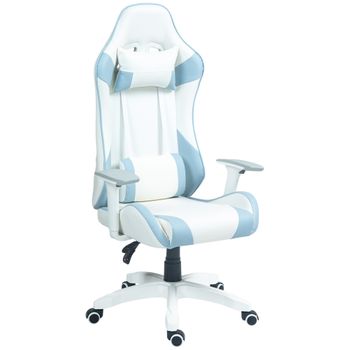 Silla Gamer Reclinable De Plástico Espuma Homcom 67x60x120-128cm Azul