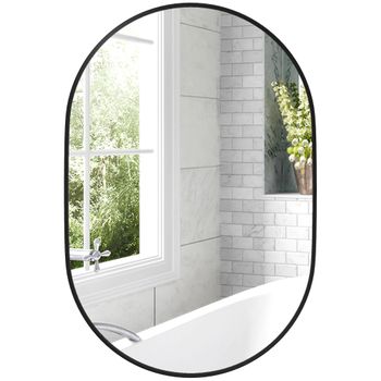 Espejo De Baño Ovalado De Vidrio Homcom 60x90x3 Cm Negro