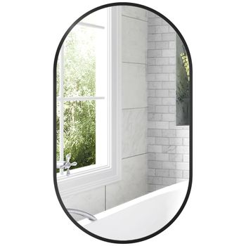 Espejo De Baño Ovalado De Vidrio Homcom 40x70x3 Cm Negro