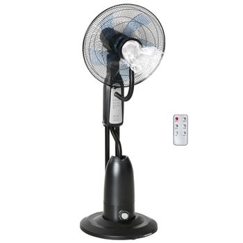 Ventilador Nebulizador Oscilante De Metal Homcom Ø44,5x120 Cm Negro