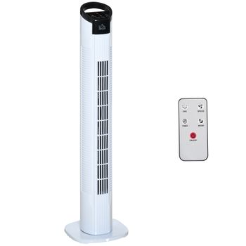 Ventilador De Torre 50w De Pp Homcom Ø20x78,5 Cm Blanco