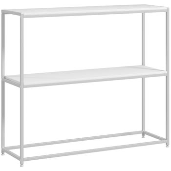 Mesa Consola De Melamina De Madera Acero Homcom 100x30x87 Cm Blanco