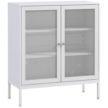 Aparador Moderno De Melamina De Madera Homcom 80x37x92 Cm Blanco