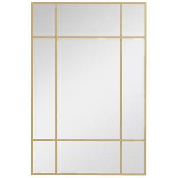 Espejo Rectangular De Pared De Vidrio Y Metal Homcom 90x60 Cm Dorado