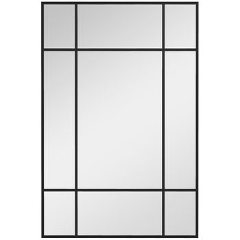 Espejo Rectangular De Pared De Vidrio Y Metal Homcom 90x60 Cm Negro