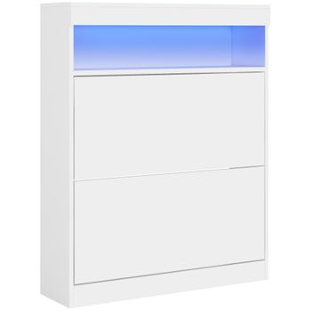 Mueble Zapatero De Melamina Homcom 80x24x99,5 Cm Blanco Brillante