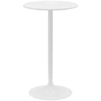 Mesa De Bar Redonda Mdf Acero Homcom Ø60x102 Cm Blanco