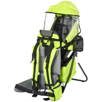 Mochila Portabebés Plegable Con Techo Impermeable Verde Claro Homcom